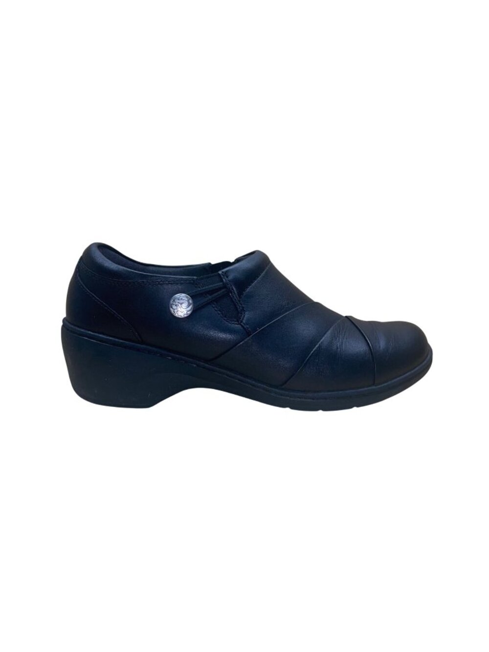 Clarks Women’s Black Leather Slip-On Comfort Shoes Size 7.5M